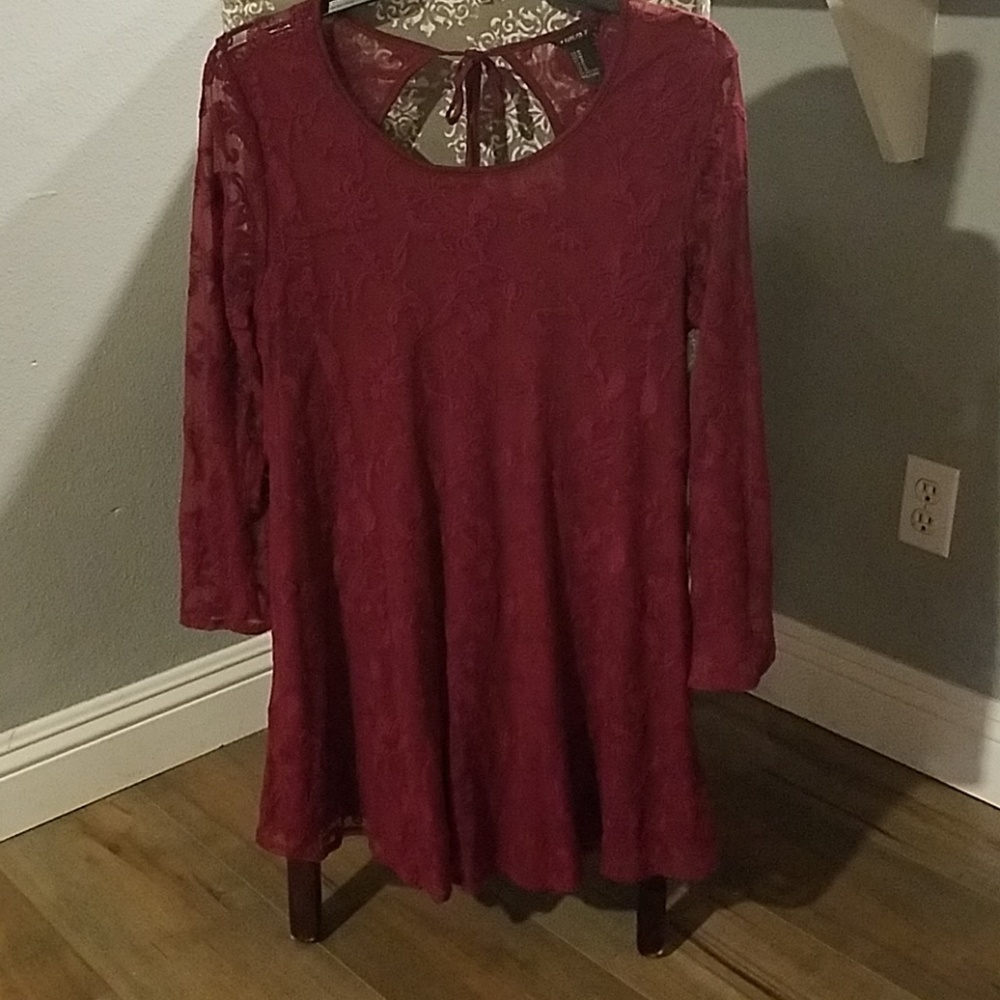 Forever 21 lace A line long sleeve dress
